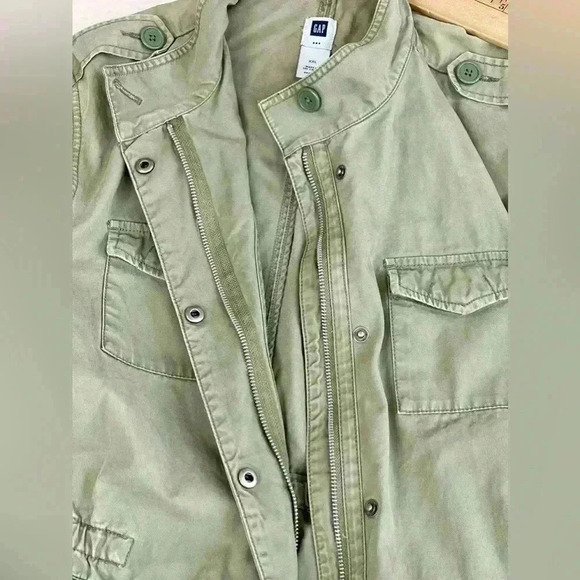 Gap Jacket Women XXL Barn Tour Lightweight Unlined Full Zip Snap army green - Picture 5 of 7